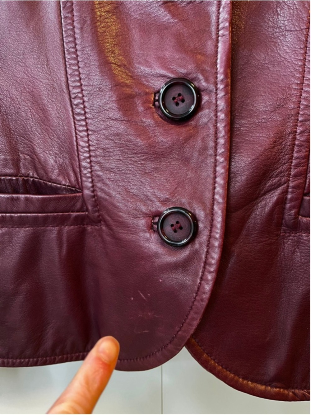 Vintage Danier Italian Leather Blazer Jacket Plum Burgundy Made in Canada, M - Picture 10 of 10
